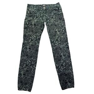 Celebrity Pink Jeans Floral Lace Print‎ Skinny Jeans Green Sz 5 Fits 30"